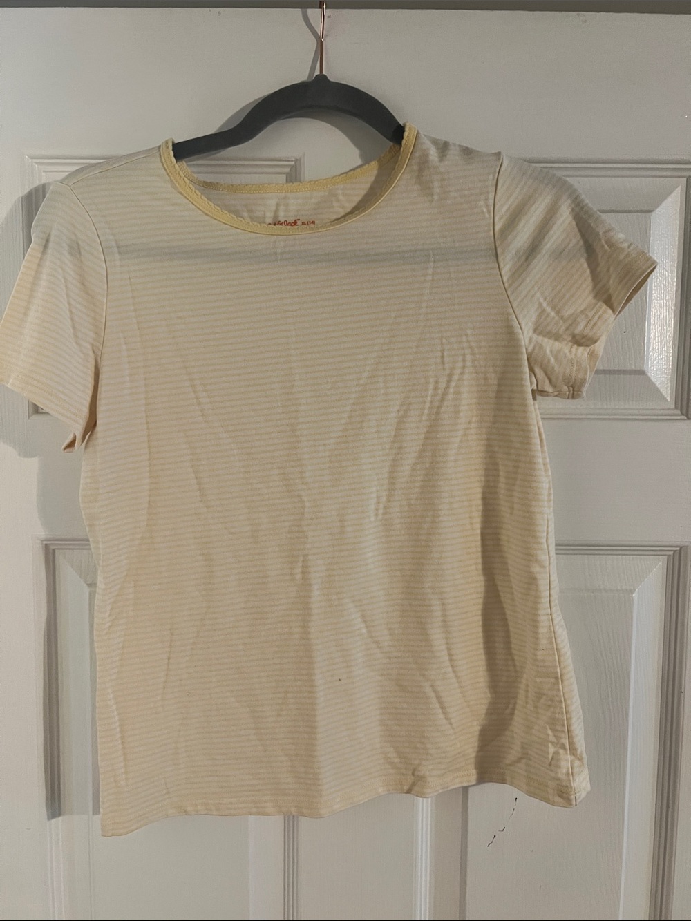 Cat & Jack Cream and Yellow Striped Short Sleeve Tee